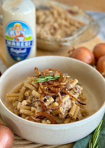 Cremige Zwiebelpasta mit MARESI Kaffeemilch