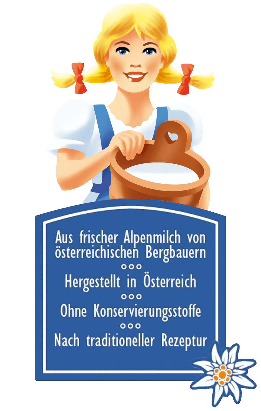 Maresi Sennerin Qualitätsversprechen: Aus frischer Alpenmilch von österreichischen Bergbauern - Hergestellt in Österreich - Ohne Konservierungstoffe - Nach traditioneller Rezeptur